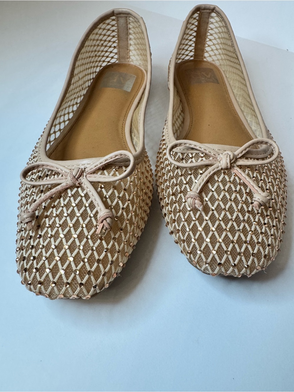 Dolce Vita Mesh Ballet Flats Nude Neutral Sparkle Slip On Size 7.5 - Picture 2 of 6